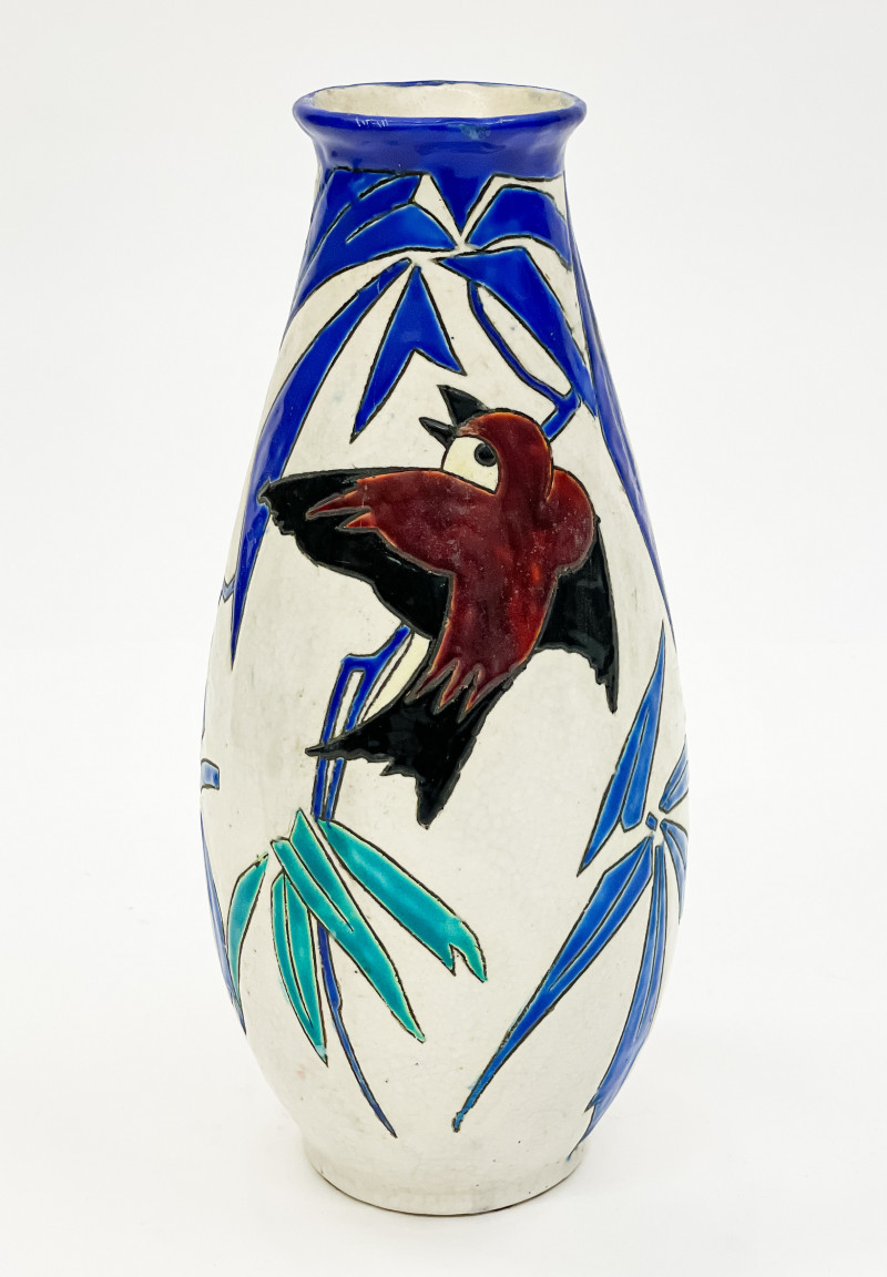 Boch Frères Keramis Vase with Birds