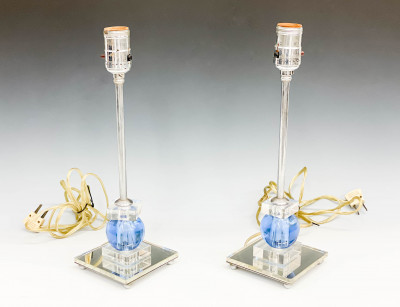 Pair of Art Deco Lucite and Glass Lamps