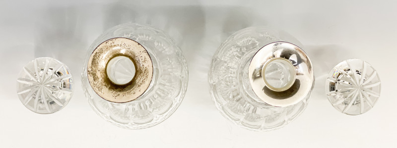 Pair of Cut Crystal and Sterling Silver Decanters