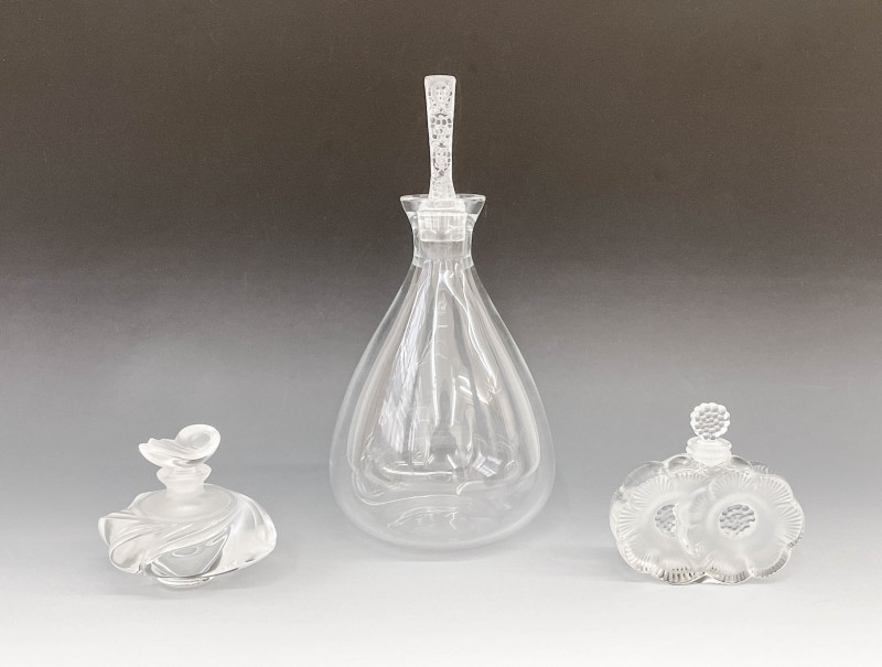 Lalique - Group of 3 Crystal Bottles