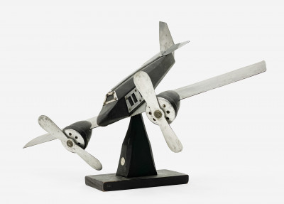 Image for Lot Aluminum & Wood Model of an Airplane