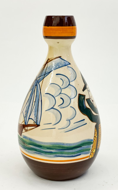 Quimper Ovoid Vase Depicting Sailor and Ship