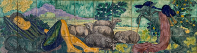 Image for Lot Andre Metthey (attributed) - Tile Frieze of Fable Scene
