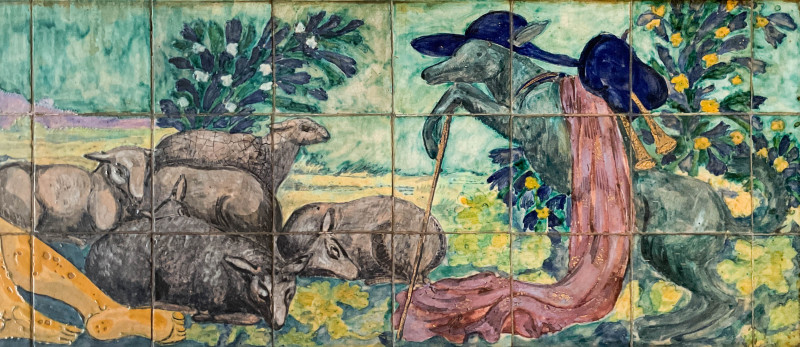 Andre Metthey (attributed) - Tile Frieze of Fable Scene