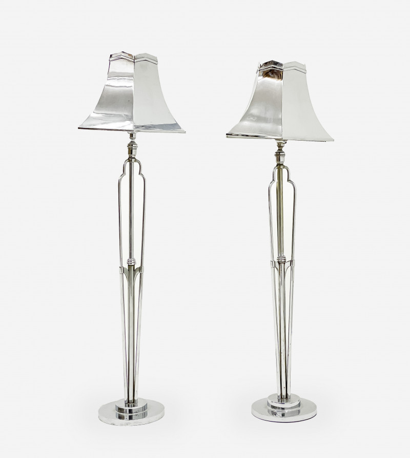Pair of Chrome-Plated Lamps