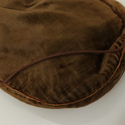 2 Round Antique Needlepoint - Brocade Pillows