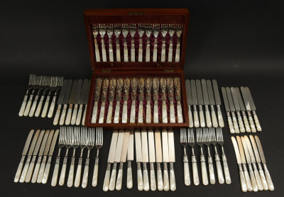 Image for Lot Collection of Antique Mother of Pearl Flatware