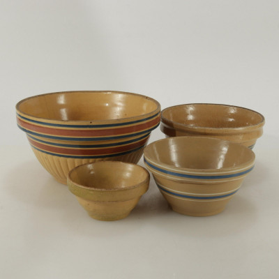 Group of 17 Stoneware Pitchers, Bowls & Vase