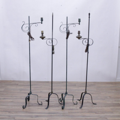 Image for Lot 2 Pairs Colonial Style Metal Floor Lamp