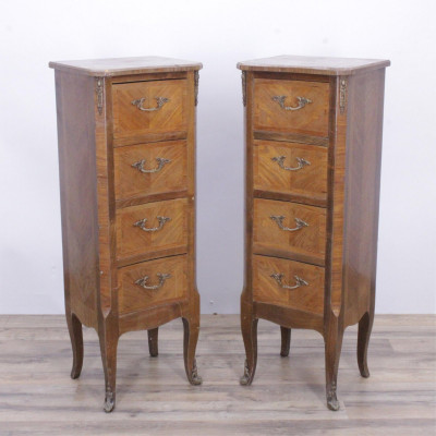 Image for Lot Pair Small Louis XV/XVI Style Tulipwood Chests