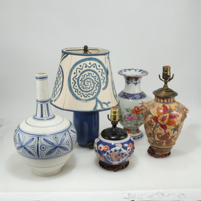 5 Asian & European Lamps & Vases