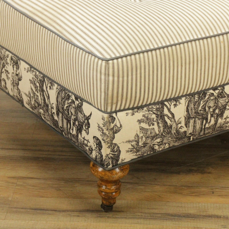 English Country Style Upholstered Ottoman