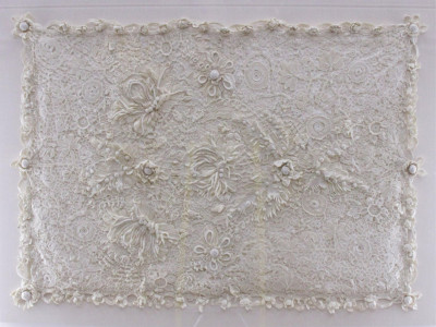Image for Lot Framed Foliate Embroidered Panel