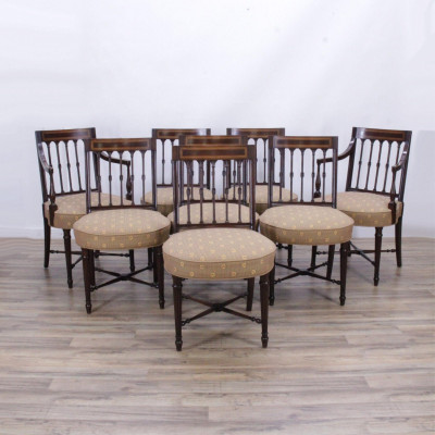 8 George III Style Inlaid Mahogany Dining Chairs