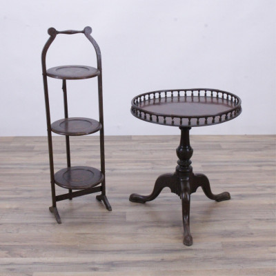 Image for Lot George II Mahogany Wine Table- Oak Pie Stand