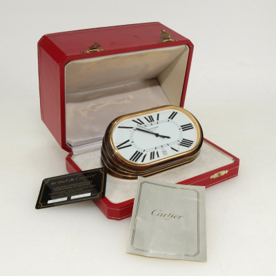 Image for Lot Cartier Faux Tortoise Enameled Table Clock