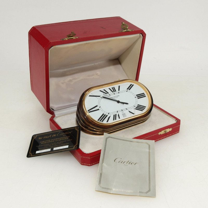 Cartier Faux Tortoise Enameled Table Clock