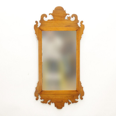 Image for Lot Chippendale Style Cherry Scroll-Cut Mirror