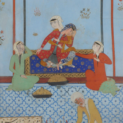 4 Persian Framed Illuminated Manuscripts, 19th C.