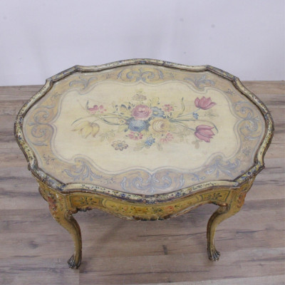 Italian Rococo Style Yellow Painted Side Table