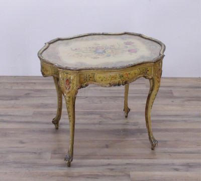 Image for Lot Italian Rococo Style Yellow Painted Side Table