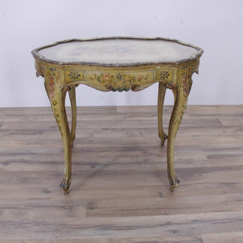 Italian Rococo Style Yellow Painted Side Table