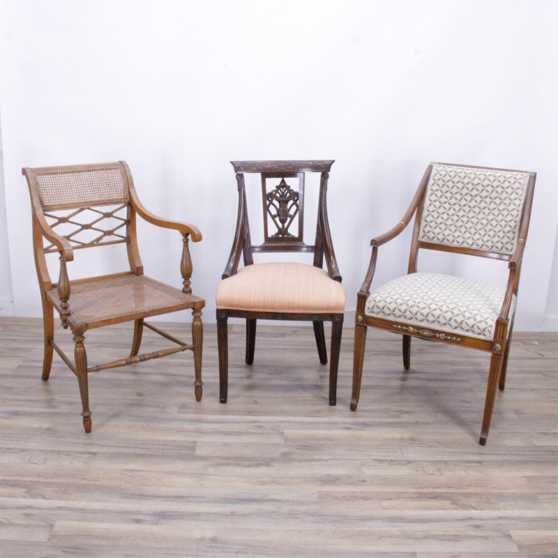 2 Classical Style Armchairs & Side Chair