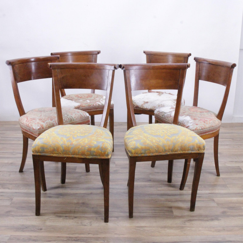 6 Italian Biedermeier Fruitwood Dining Chairs