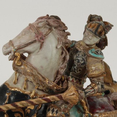 Eugenio Pattarino Ceramic Figure Knight & Soldier