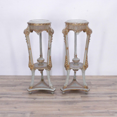 Image for Lot Pr Louis XVI Style Parcel-Gilt & Green Pedestals