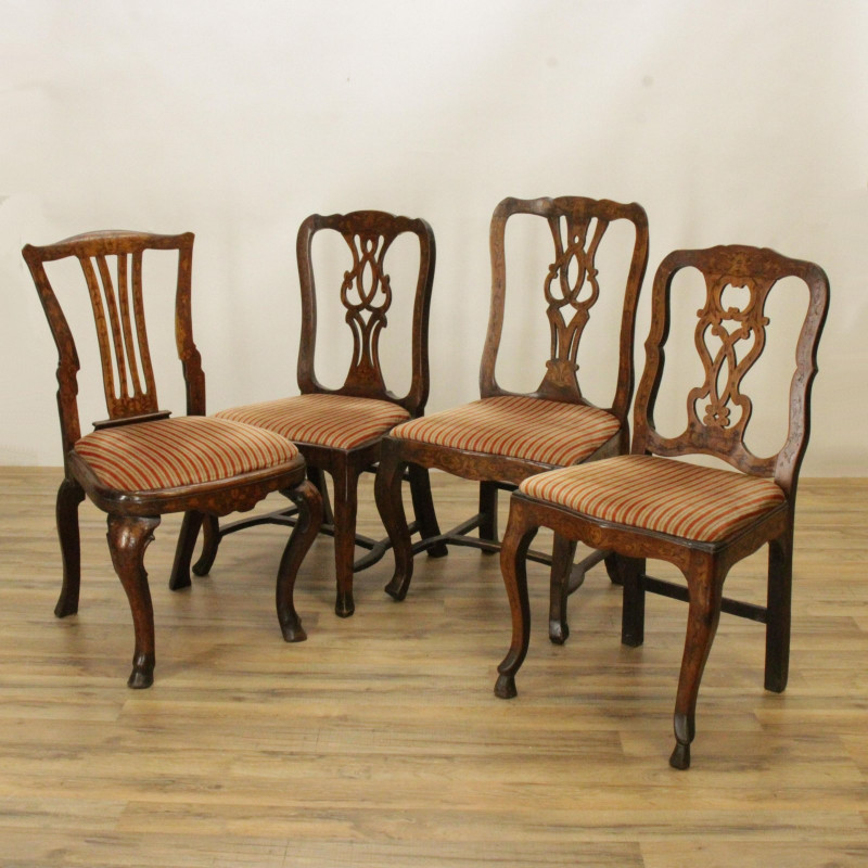 18th C. Dutch Marquetry Side Chairs
