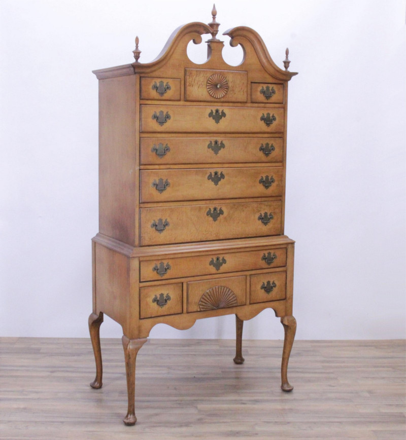 Baker Chippendale Style Maple Highboy