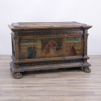 Image for Lot Italian Renaissance Revival Polychromed Coffer