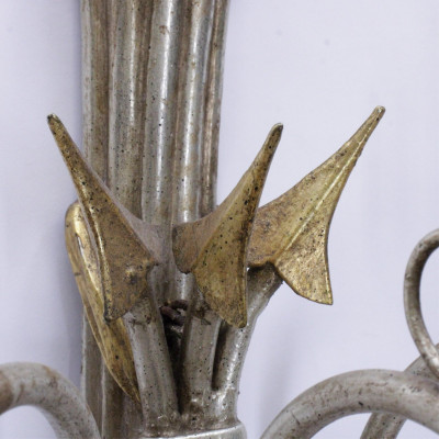 Pair Classical Style Parcel-Gilt Silvered Sconces