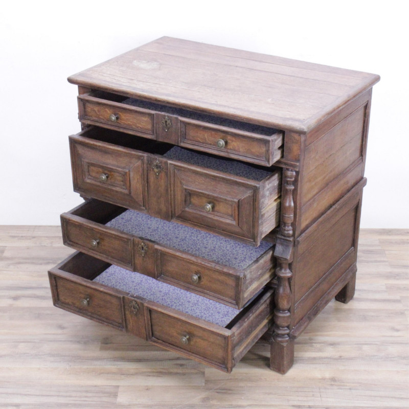 English Baroque Oak Chest of Drawers