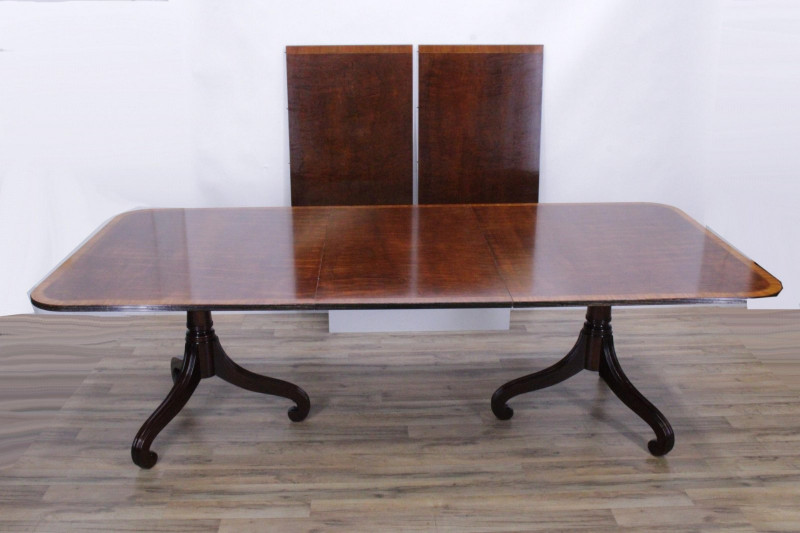 George III Style Inlaid Pedestal Dining Table