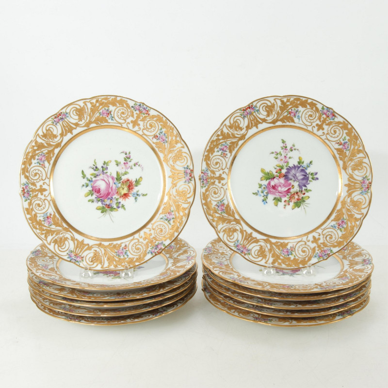 Set of 12 Sevres Style Porcelain Plates