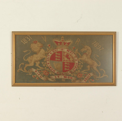 Framed Cotton Print Coat of Arms, Queen Victoria