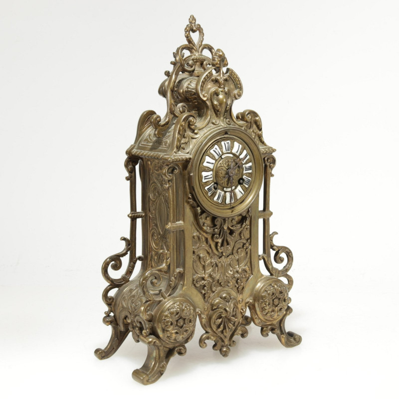 French Crystal Box & Brass Mantel Clock