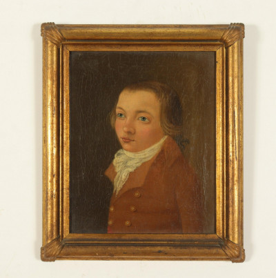 19th C. Portrait of a Young Boy, oil on canvas