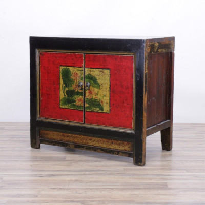 Image for Lot Mongolian Polychromed Black Lacquer Cabinet