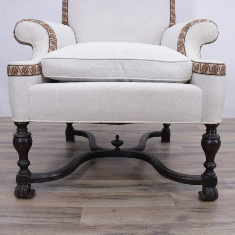 William & Mary Style Armchair & Foot Stool