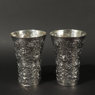 Sterling Repousse Hanau Cups; Screen, Frame