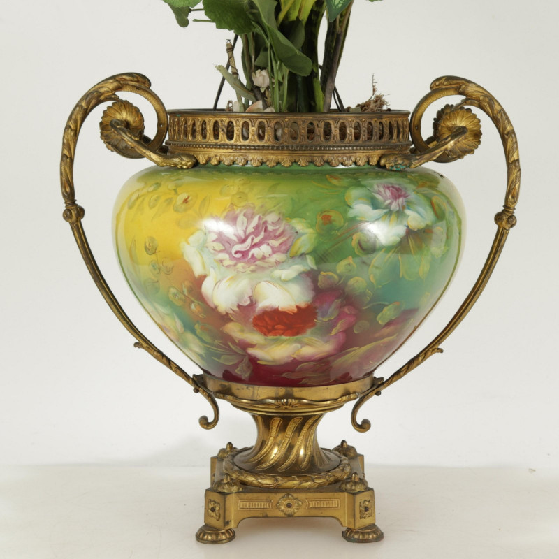 Louis XVI Style Gilt Metal Porcelain Jardiniere