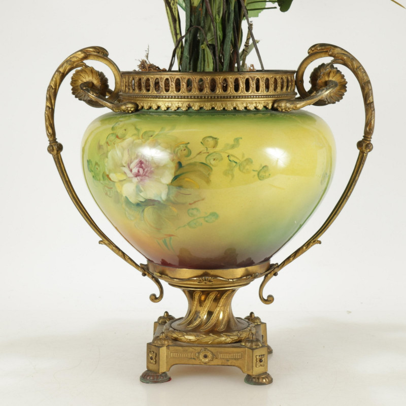 Louis XVI Style Gilt Metal Porcelain Jardiniere