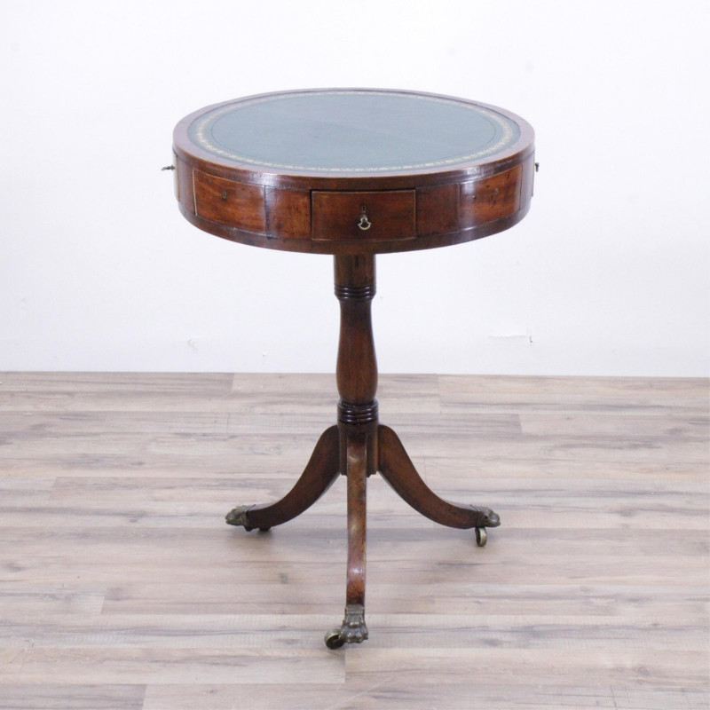 Regency Style Inlaid Mahogany Drum Table