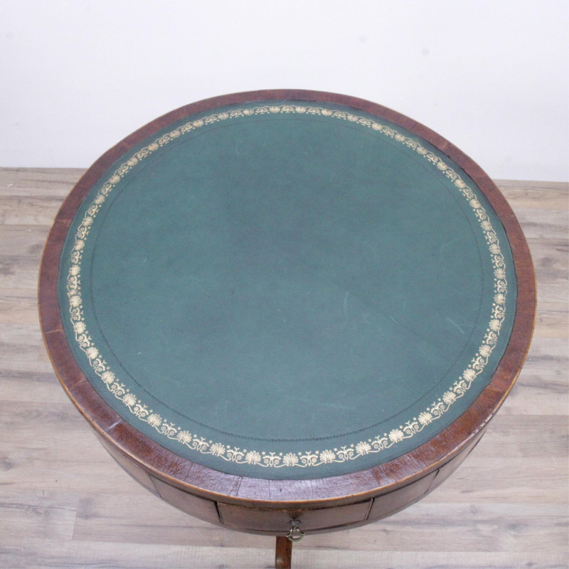 Regency Style Inlaid Mahogany Drum Table