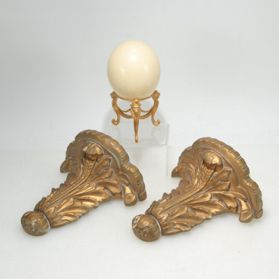 Image for Lot Pair Classical Style Brackets & Ostrich Egg