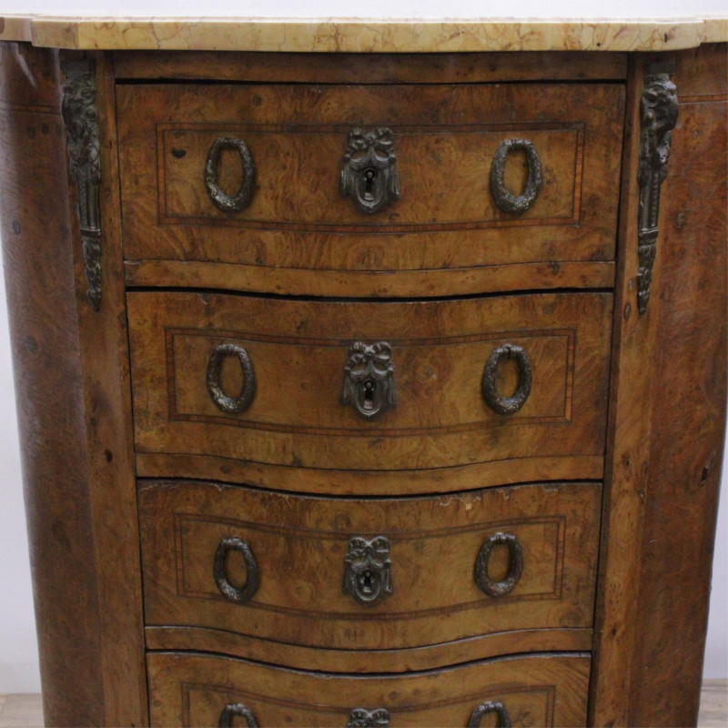 2 Louis XV/XVI Style Inlaid Tall Chests