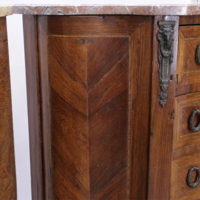 2 Louis XV/XVI Style Inlaid Tall Chests